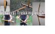 Überleben-Trekking-Stock + Messer + Speer + Bogen + Angelrute & Kompass