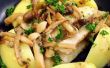 Pfanne angebraten Basa-Filet mit Clamshell Pilz und Butter Zitronensauce