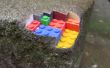 Ein Sandsteinblock aus Lego, Mischung von realen Objekten mit 3D-Drucke gebaut