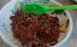 Schnelles gesundes Mittagessen: Wild und brauner Reis mit Ragu Sauce