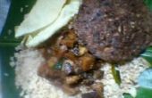 Tamarind Reis mit trockenen Fischcurry und trockenen Fisch Omelette