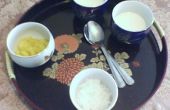 Ingwer-Milch-Pudding mit Kokos und Mango garnieren