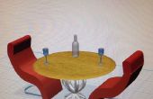 123D Design Tisch, Stuhl mit Glas und Flasche