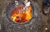 Muschel Kalk in einem primitiven Stroh/Lehm Ofen zu verbrennen! 