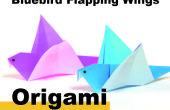 Wie man Origami einen flatternden blauen Vogel