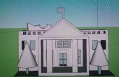 3D White House Ornament mit einem Schlitten auf dem Dach