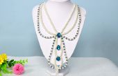 DIY-drei Strang blaue Perlen Perlenkette