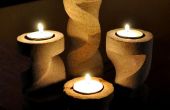 Vier Stück geschnitzt Sandstein Kerze Halter Set
