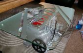 VW Motor Tisch mit Lichtern und geätztem Glas