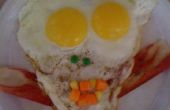 Gruselige Schädel Eiern und Speck (vegetarische Stil) Frühstück
