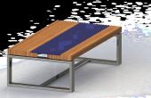Holz-Glas-Tisch mit LED