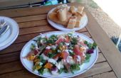 Campingplatz Serrano Ham und Pfirsich Salat