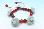 Handgefertigte rot Achat und Jadeit jade "Blumen-Fee" Perlen Armband DIY03