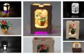 Quilled Miniatur Blumentopf mit Holzkiste - Lampenschirm bei Nacht