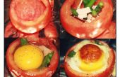 Gebacken, Eiern, Schinken, Spargel in Tomaten Tassen