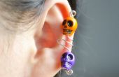 Machen Sie Draht Ohr Manschette mit Totenkopf Perlen für Halloween