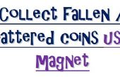 Ein kreativer Einsatz von Magneten. Sammeln Sie gefallene oder verstreute Münzen mit Magneten. ein Experiment mit Magnet. 