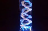 DNA-Skulptur Schreibtischlampe: Gewachsen Kristall, EL-Wire, Acryl, Silikon und Aluminium