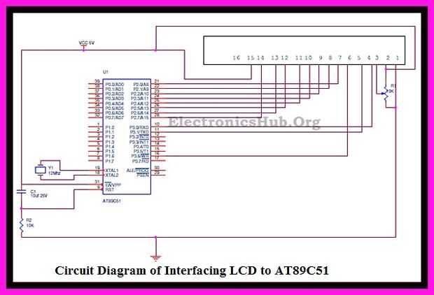 Дисплей схема. LCD 16x2 схема. LCD 14 Pin распиновка. Схемы на at89c51 LCD 1602. Схема подключения дисплея к микроконтроллеру.