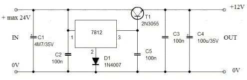 Lm7812 стабилизатор схема включения